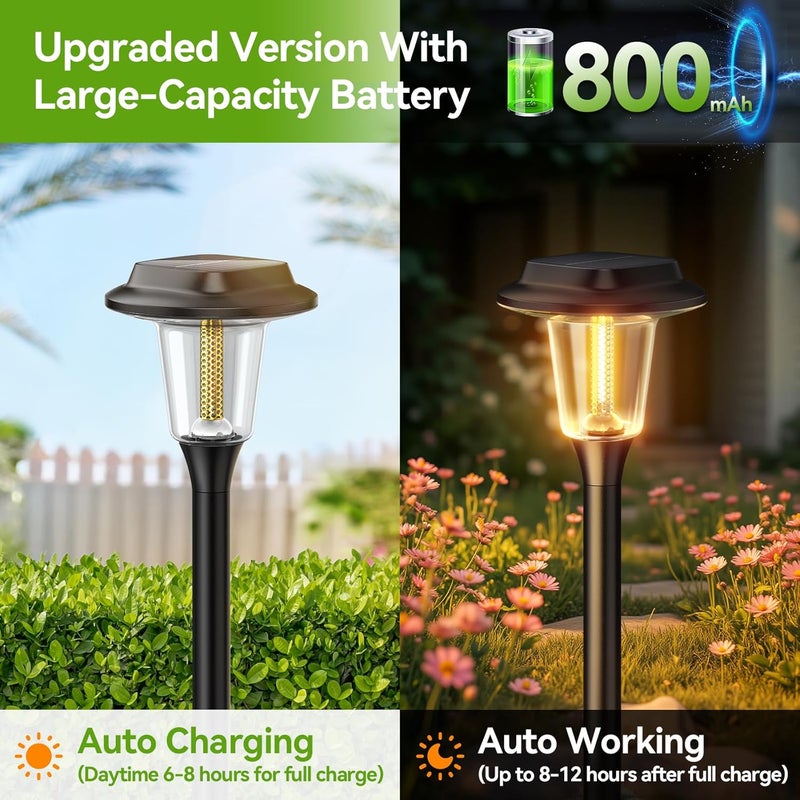 KOOPER Solar Pathway Lights Outdoor, 8 Pack Modern Brighter Solar Powered Landscape Path Lights, IP65 Waterproof Outdoor Solar Garden Lights for Yard Patio Driveway Walkway Lawn Sidewalk Decorative - Image 3